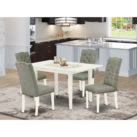 East West Furniture 5 Piece Norfolk Kitchen Dining Table Set - Linen White NOEL5-LWH-07